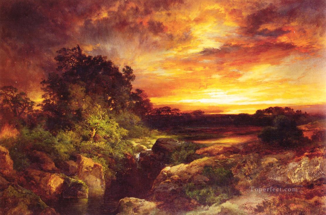 Una puesta de sol en Arizona cerca del paisaje del Gran Cañón Thomas Moran Pintura al óleo
